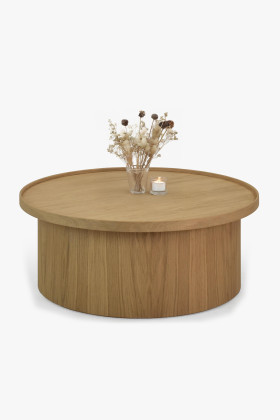 Dubový konferenčný stolík dub biely, Ø 80 cm